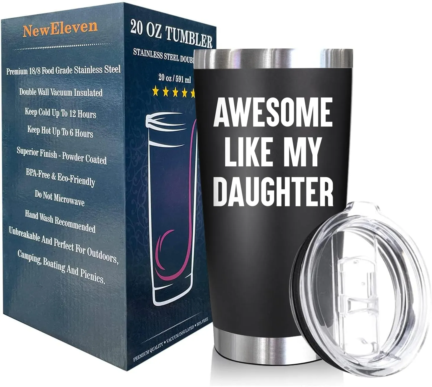 NewEleven Fathers Day Gift For Dad - Birthday Gifts For Dad From Daughter - Husband Gifts - Unique Birthday Present Ideas For Father, Husband, New Papa, Bonus Father From Daughter - 20 Oz Tumbler
