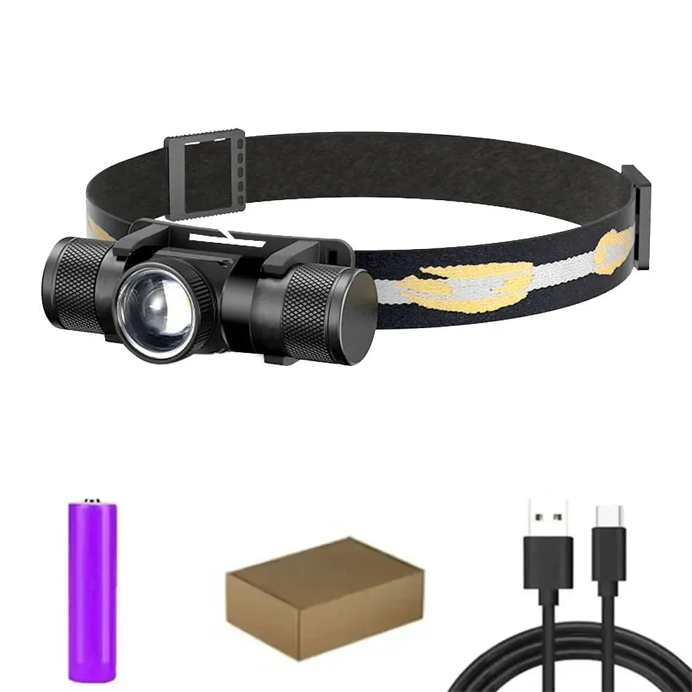 Newest LED Headlamp High Power 18650 Rechargeable USB-C Torch for Camping & Hunting