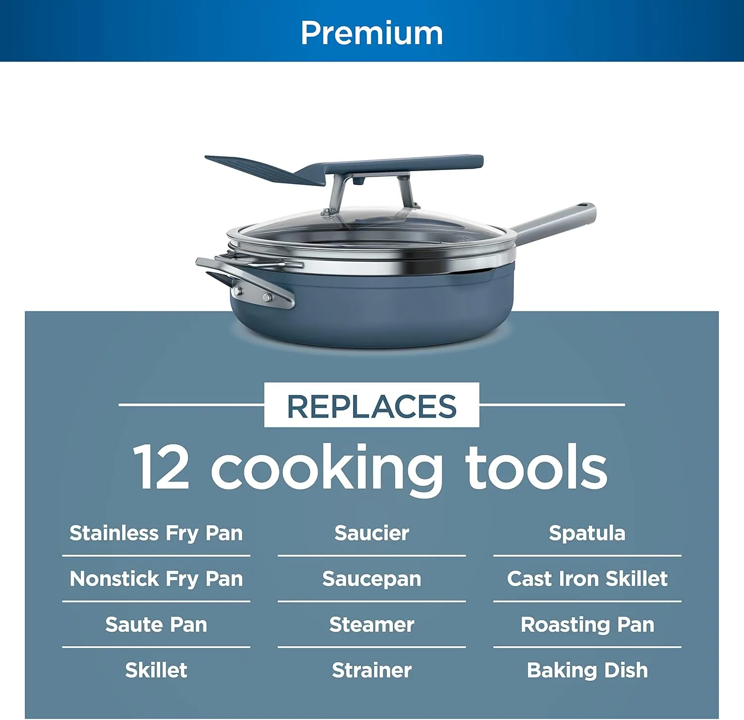 Ninja, Cookware, Steamer, Strainer Basket, Glass Lid and Spatula, Foodi NeverStick PossiblePan, Premium Set with 4-Quart Capacity Pan, Nonstick, Durable, Oven Safe Cookware, Cherry Tart, CW102BL