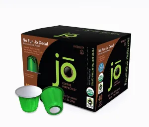 NO FUN JO DECAF: 40 Organic Nespresso Compatible Espresso Pods for Original Line Brewers, Medium/Dark Roast, Recyclable Capsules, Swiss Water Process Decaf, Fair Trade Certified, for Espresso or Lungo