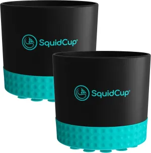 Non-Tipping, Anti-Spill Cup Holder for Boats, Kayaks, SUPs, RVs, Fishing & Camping | Universal 12–30 oz Fit | BPA-Free, Optional SquidDisk Mount Included for Textured Surfaces (Black/Teal)