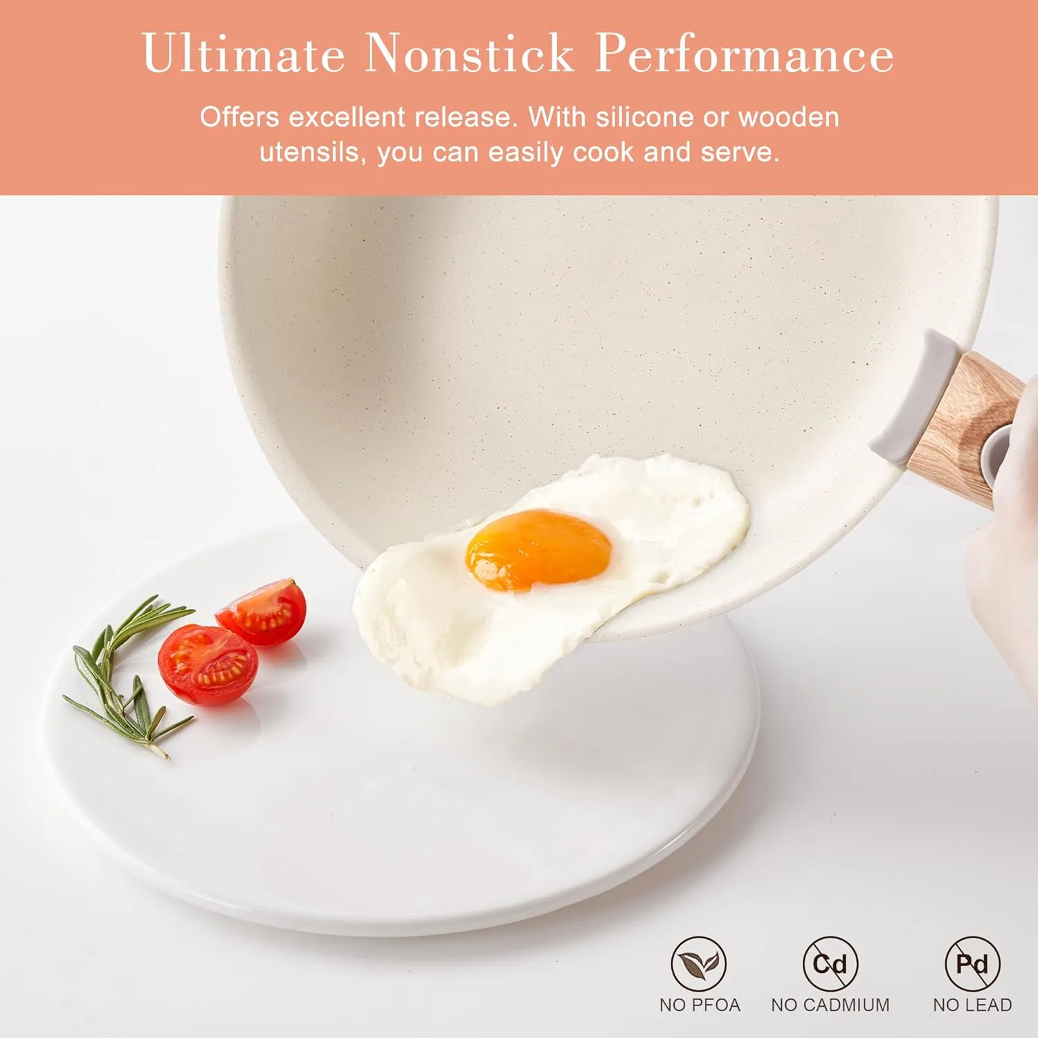 Nonstick Cookware Set - 13 PCS Stackable Pots and Pans Set Detachable Handle Camping Cookware, Granite Kitchen Cookware Sets Removable Handle, Non Toxic Nonstick Frying Pans for Cooking Set Gift Coral