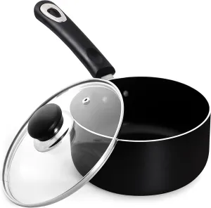Nonstick Saucepan with Glass Lid,Multipurpose Use for Home Kitchen or Restaurant Milk Pan（16cm / 1.5 Litre ）