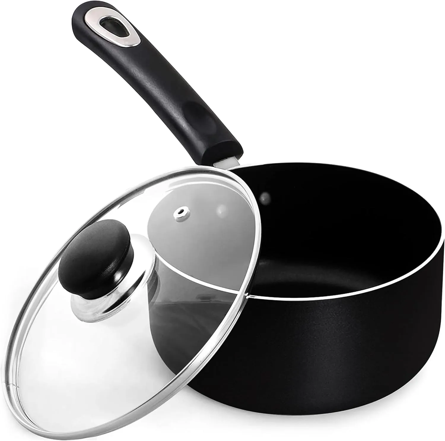 Nonstick Saucepan with Glass Lid,Multipurpose Use for Home Kitchen or Restaurant Milk Pan（16cm / 1.5 Litre ）
