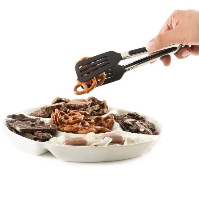 Norpro 8" Stainless Steel Mini Slotted Spatula Locking Serving Tongs