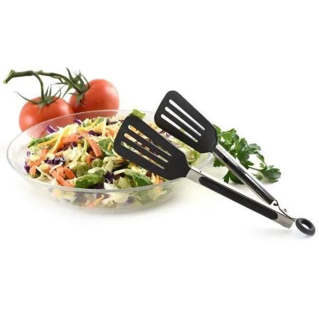 Norpro 8" Stainless Steel Mini Slotted Spatula Locking Serving Tongs
