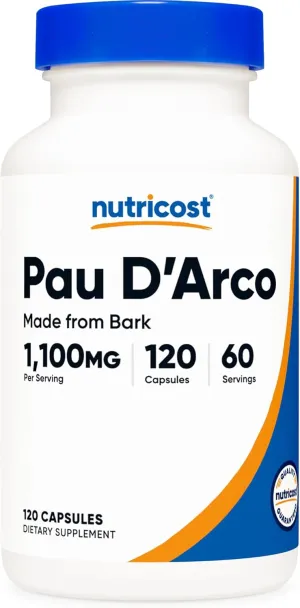 Nutricost PAU D'Arco Inner Bark 1100mg, 120 Vegetarian Capsules (60 Serv) - Non-GMO & Gluten Free