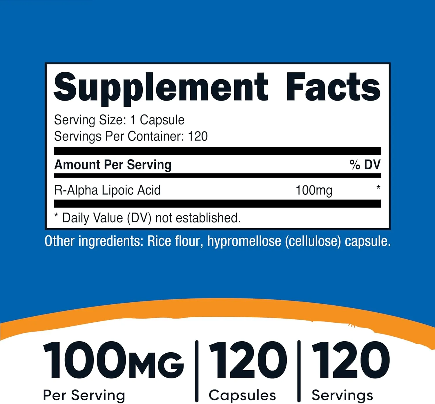 Nutricost R-Alpha Lipoic Acid 100mg, 120 Capsules - Veggie Capsules, Non-GMO, Gluten Free