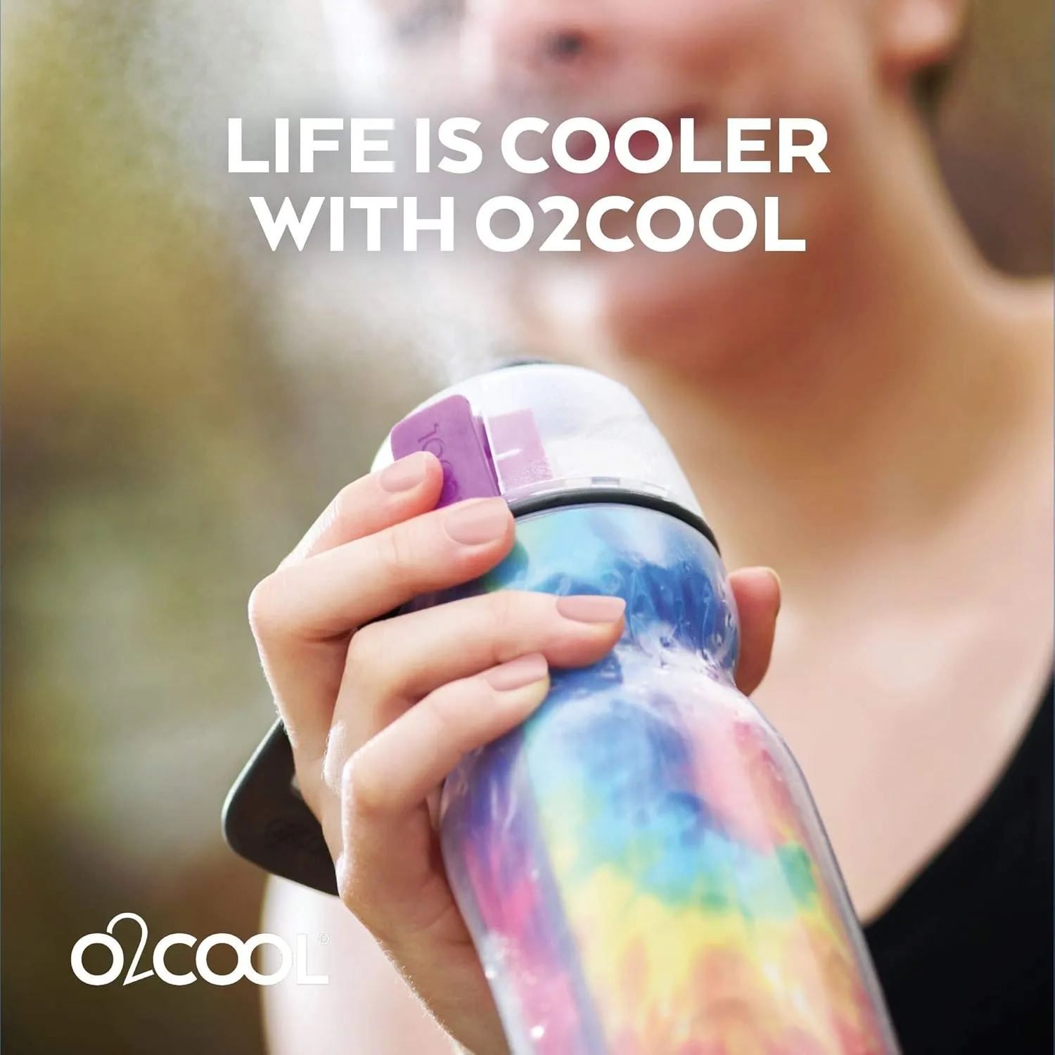 O2COOL Mist 'N Sip Misting Water Bottle 2-in-1 Mist And Sip Function With No Leak Pull Top Spout Reusable Sports Water Bottle - 20 oz (2 Pack Soccer)