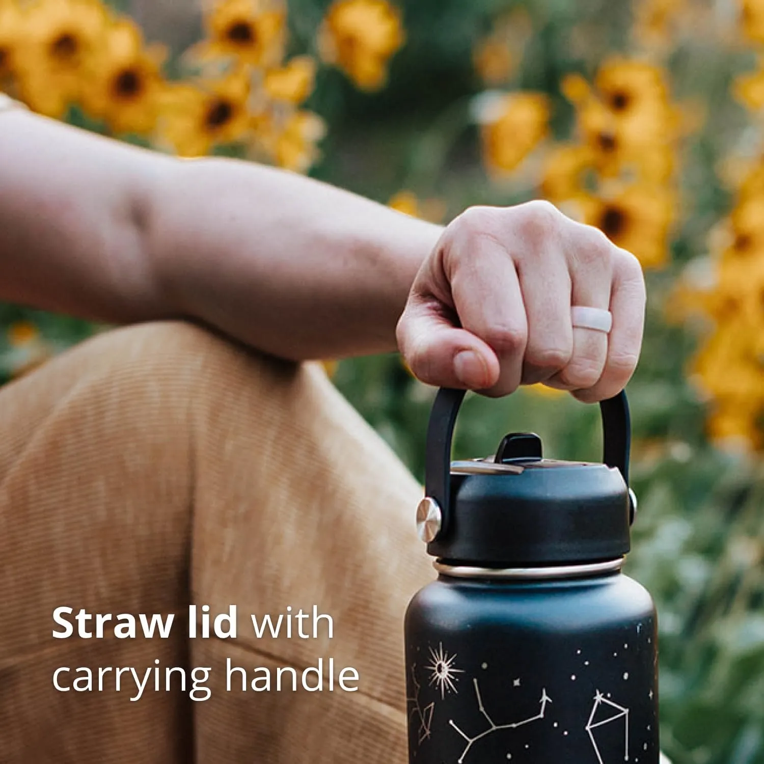 Oceans Water Bottle with Straw Lid | 32 oz Engraved Stainless Steel Insulated with Strap | Ocean, Sea & Beach Themed