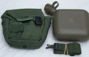 OD Green Military Issue 2 Quart Water Canteen with New issue Carrier and sling by Unicor