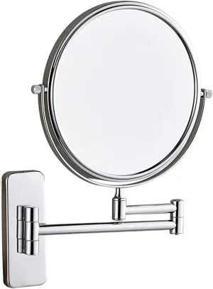 OGRAFF Wall Mounted Makeup Mirror, 8 inch Chrome Finish Double Sided Magnifying Shaving Mirror, Extendable Bathroom Round Cosmetic Vanity Mirrors,3X (Color : 5X)