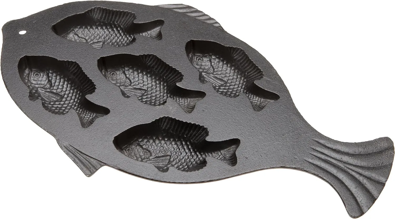 Old Mountain 10145 Fish Impression Cornbread Pan, Cast Iron, Black, 16.25 Inch