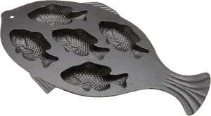Old Mountain 10145 Fish Impression Cornbread Pan, Cast Iron, Black, 16.25 Inch
