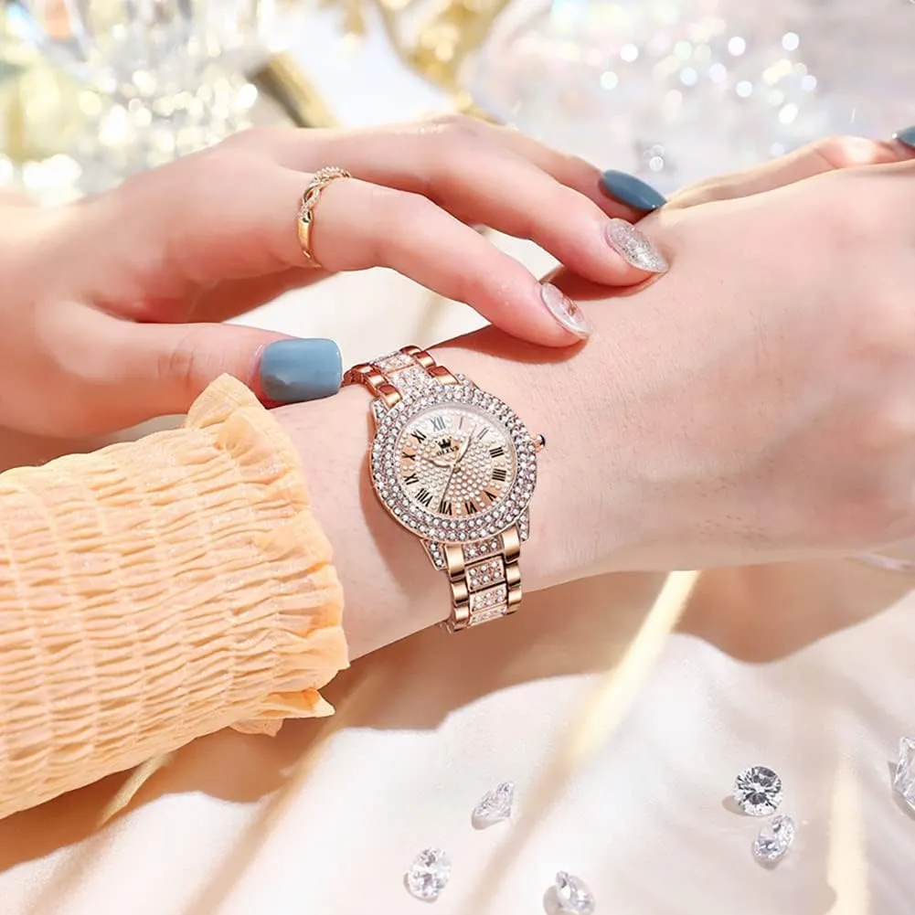 OLEVS Ladies Watches Rose Gold Japanese Quartz Female Watches for Women Waterproof Stainless Steel Casual Dress Lady Wrist Watches