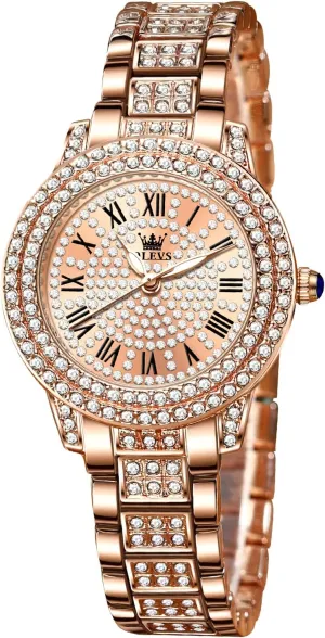 OLEVS Ladies Watches Rose Gold Japanese Quartz Female Watches for Women Waterproof Stainless Steel Casual Dress Lady Wrist Watches