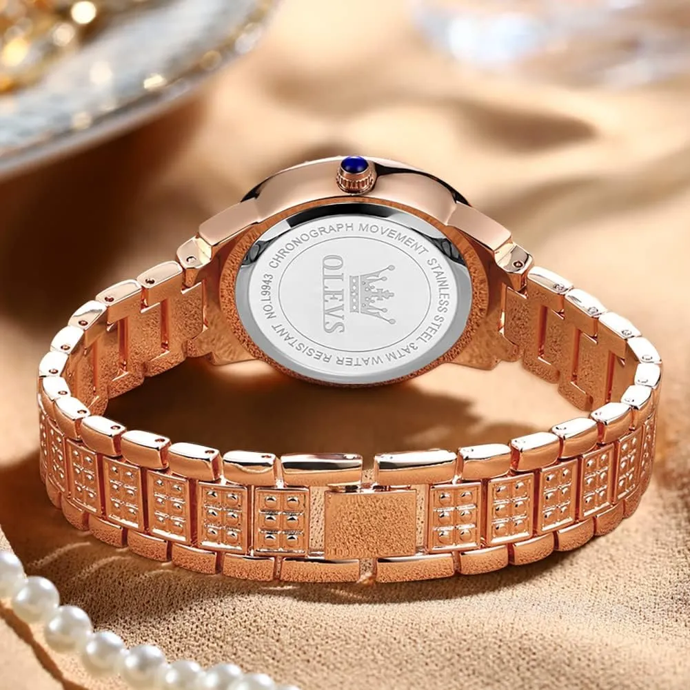 OLEVS Ladies Watches Rose Gold Japanese Quartz Female Watches for Women Waterproof Stainless Steel Casual Dress Lady Wrist Watches
