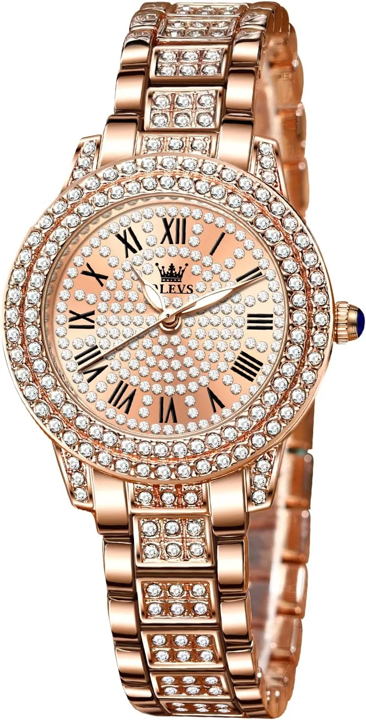 OLEVS Ladies Watches Rose Gold Japanese Quartz Female Watches for Women Waterproof Stainless Steel Casual Dress Lady Wrist Watches
