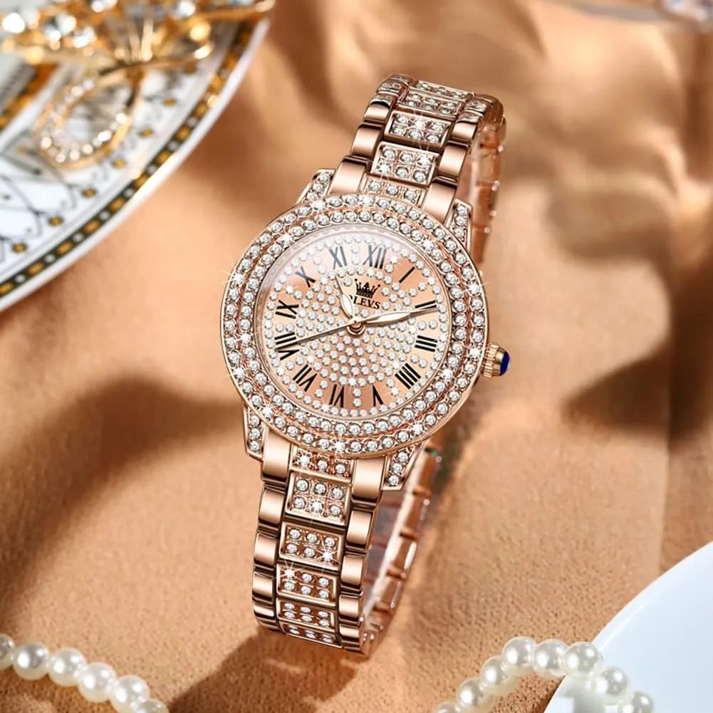OLEVS Ladies Watches Rose Gold Japanese Quartz Female Watches for Women Waterproof Stainless Steel Casual Dress Lady Wrist Watches