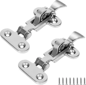 ORLANG 316 Stainless Steel Boat Anti-Rattle Latch,Lockable Hold Down Clamp Latch with Screws,Marine Deck Lock Hasp for Marine,Yachts,Deck,RVs,Cabinet (2 PCS)