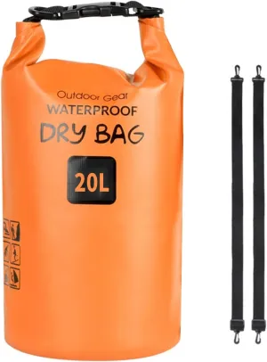 Outdoor Beach Buckled Storage Sacks Waterproofs Dry Bag Swimming Bag Floating Bags for Camping Hiking Trekking, Orange, 20L