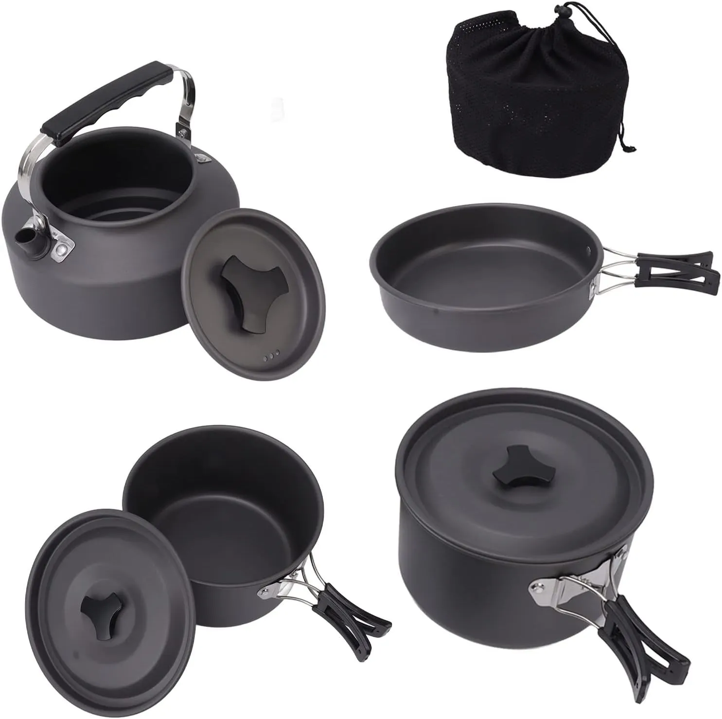Outdoor Camping Cookware Set, Camping Cookware Mess Kit, Portable Camping Pot Pan Set for Backpacking Hiking Picnic
