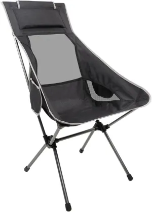 Outdoor Chair Folding Camping Chair Outdoor High Back Camping Chair Portable Folding Seat With Mesh Backrest Camping Fishing Stool With Quilted Pillow Camping Chair Foldable Chair ( Color : Black )