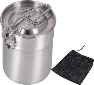 Outdoor Coffee Maker Cup 1L Camping Cooking Pot with Foldable Handle Lid for Hiking Backpacking Adventure