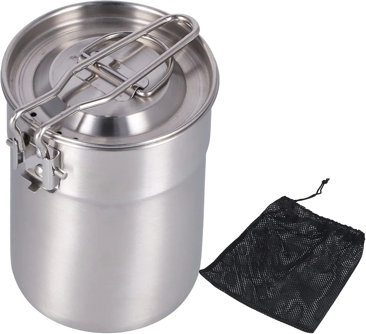 Outdoor Coffee Maker Cup 1L Camping Cooking Pot with Foldable Handle Lid for Hiking Backpacking Adventure