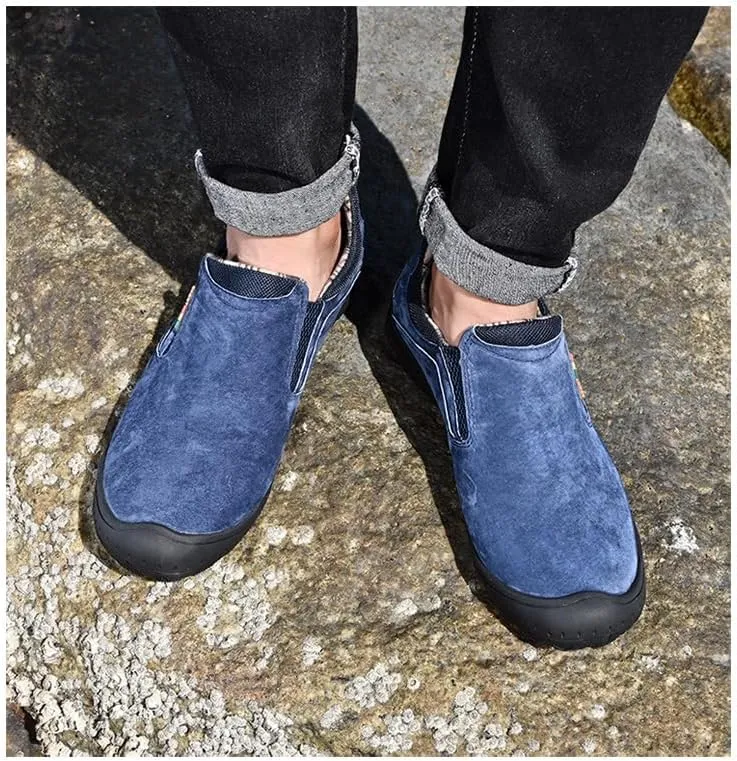 Outdoor Low-top Sports Hiking Shoes Men's Slip-on Lazy Shoes Large Size Workwear Casual Leather Shoes