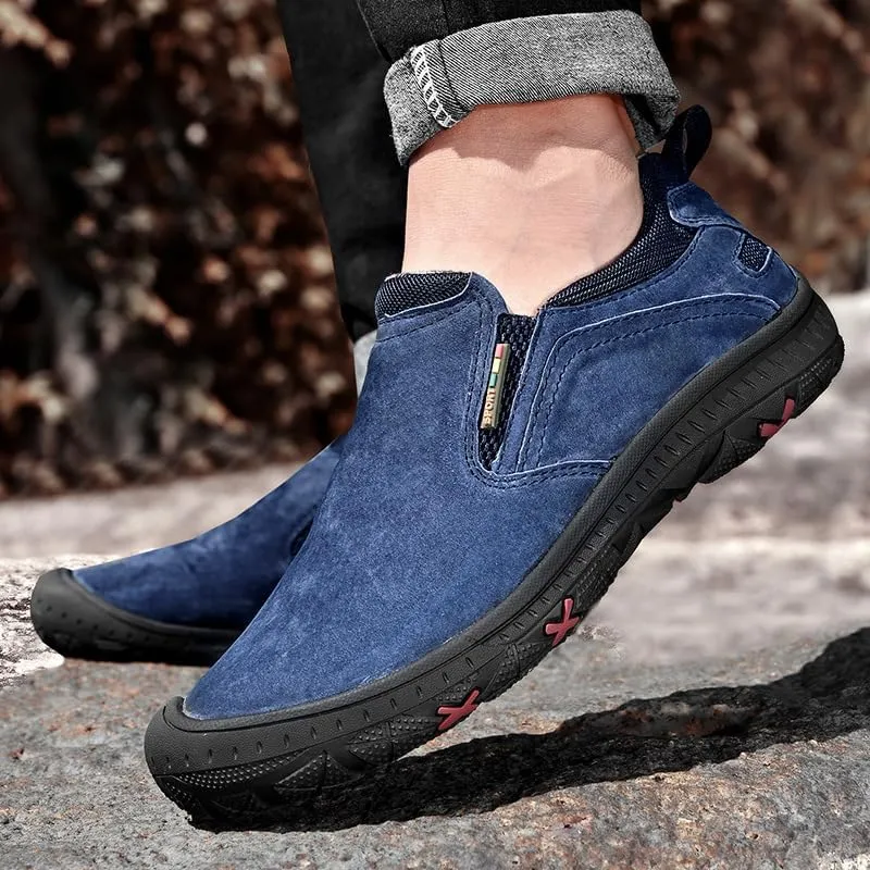 Outdoor Low-top Sports Hiking Shoes Men's Slip-on Lazy Shoes Large Size Workwear Casual Leather Shoes