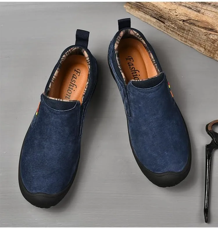 Outdoor Low-top Sports Hiking Shoes Men's Slip-on Lazy Shoes Large Size Workwear Casual Leather Shoes