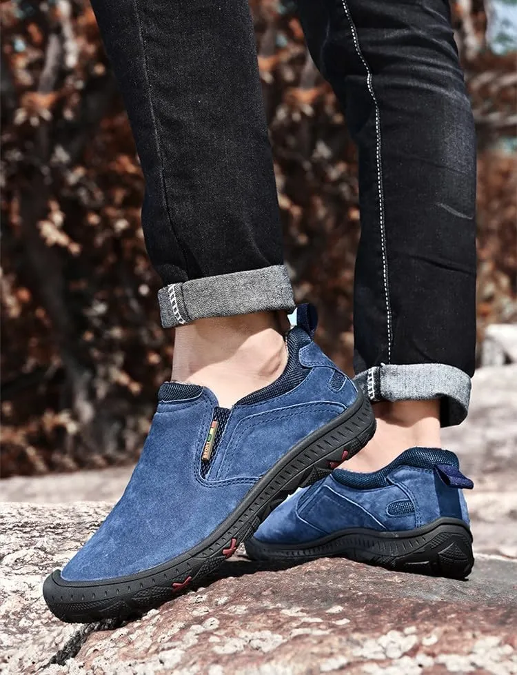 Outdoor Low-top Sports Hiking Shoes Men's Slip-on Lazy Shoes Large Size Workwear Casual Leather Shoes
