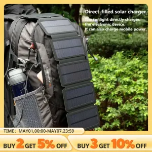 Outdoor Multifunctional Portable Solar Charging Panel Foldable 5V 1A USB Output Device Camping Tool High Power Output