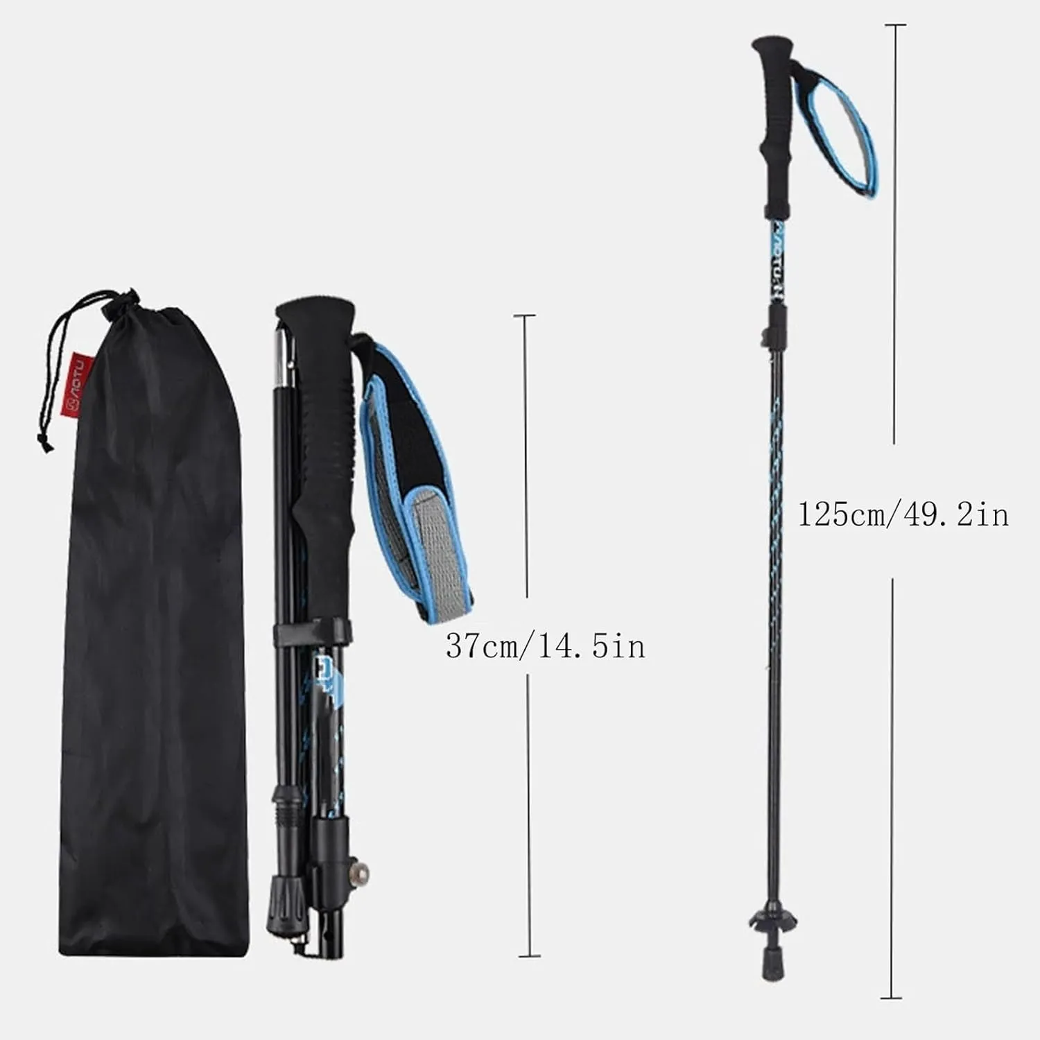 Outdoor Oriented 7075 Aluminum 4-Section Foldable Poles, Ideal for Both Hiking and Skiing Adventures