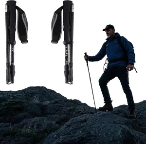 Outdoor Oriented 7075 Aluminum 4-Section Foldable Poles, Ideal for Both Hiking and Skiing Adventures