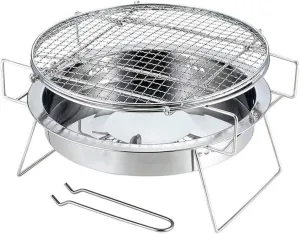 Outdoor Stainless Steel Grill Portable Barbecue Grid Mini Round Charcoal Folding Bbq Grill Outdoor Camping Picnic Tool