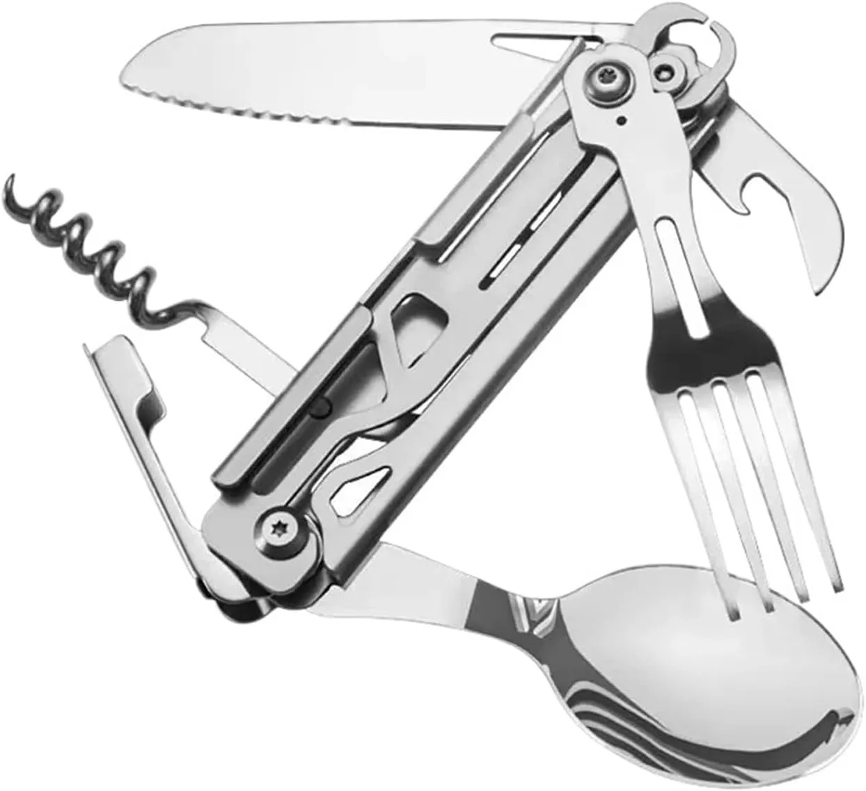 Outdoor Tableware Multi-function Portable Fork Spoon Bottle Opener Foldable Cutlery Camping Equipment