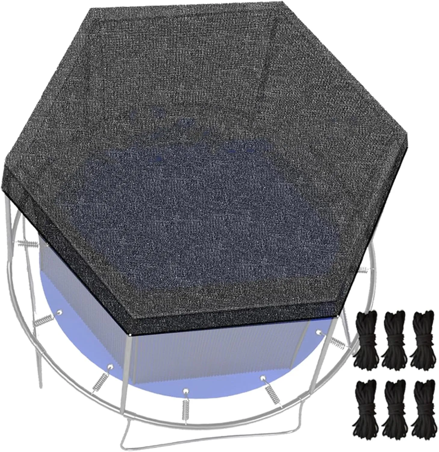 Outdoor Trampoline Shade Net Sun Protection Anti-UV Top Cover Breathable UV & Leaves Resistant Trampolines Canopy