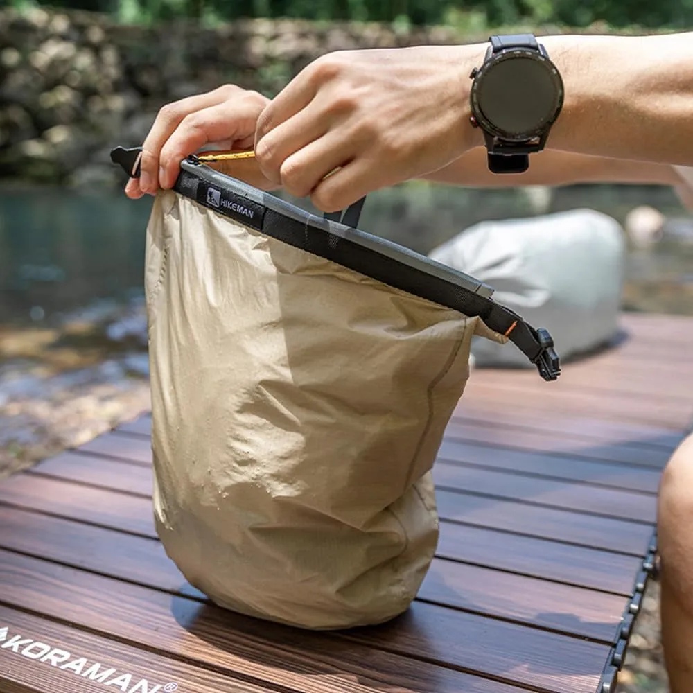 Outdoor Waterproofss DryBag Silicon Coated Nylon Camping Drifting Hiking Swimming Rafting Kayaking River Trekking Bag Dampproof Clothes Storage Bag (Khaki-L)