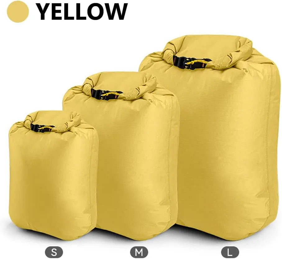 Outdoor Waterproofss DryBag Silicon Coated Nylon Camping Drifting Hiking Swimming Rafting Kayaking River Trekking Bag Dampproof Clothes Storage Bag (Khaki-L)