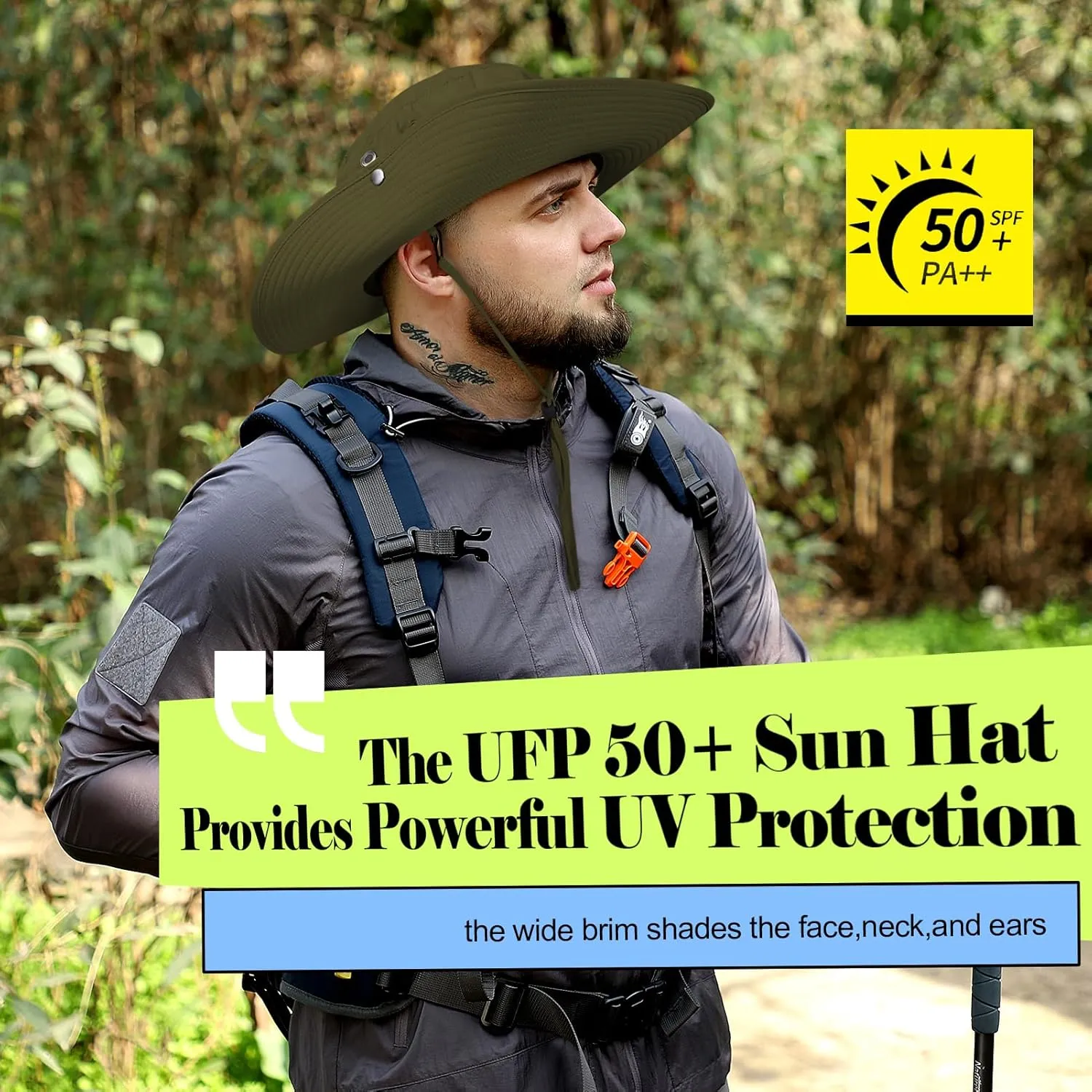 Oversize XL XXL Sun Hats Large Wide Brim Waterproof UPF 50  Bucket Hat Summer Travel Fishing Hiking Hat with Detachable Strap