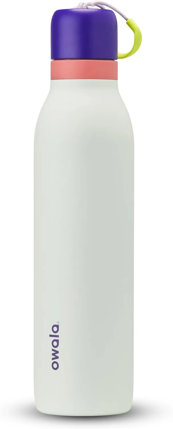 Owala FreeSip Twist Insulated Stainless Steel Water Bottle with Straw for Sports and Travel, BPA-Free, 24-oz, Purple/Green (Minty Horizons)