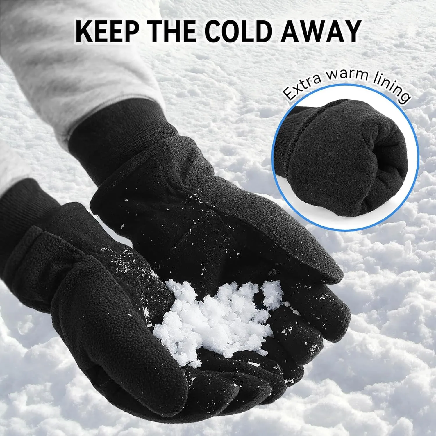 OZERO Men & Women Winter Gloves -30°F Deerskin Leather Water-resistant Windproof Cold Weather Glove for Driving Hiking