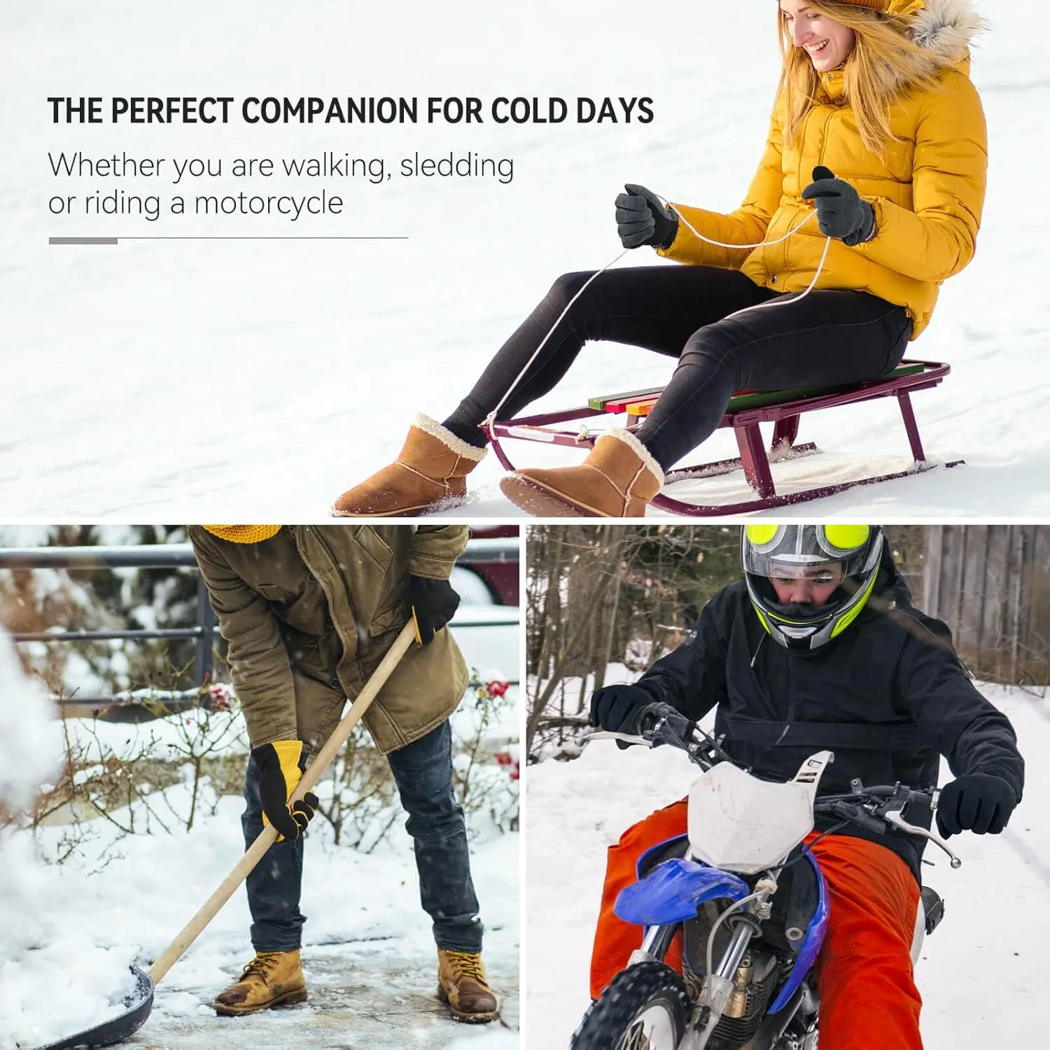 OZERO Men & Women Winter Gloves -30°F Deerskin Leather Water-resistant Windproof Cold Weather Glove for Driving Hiking