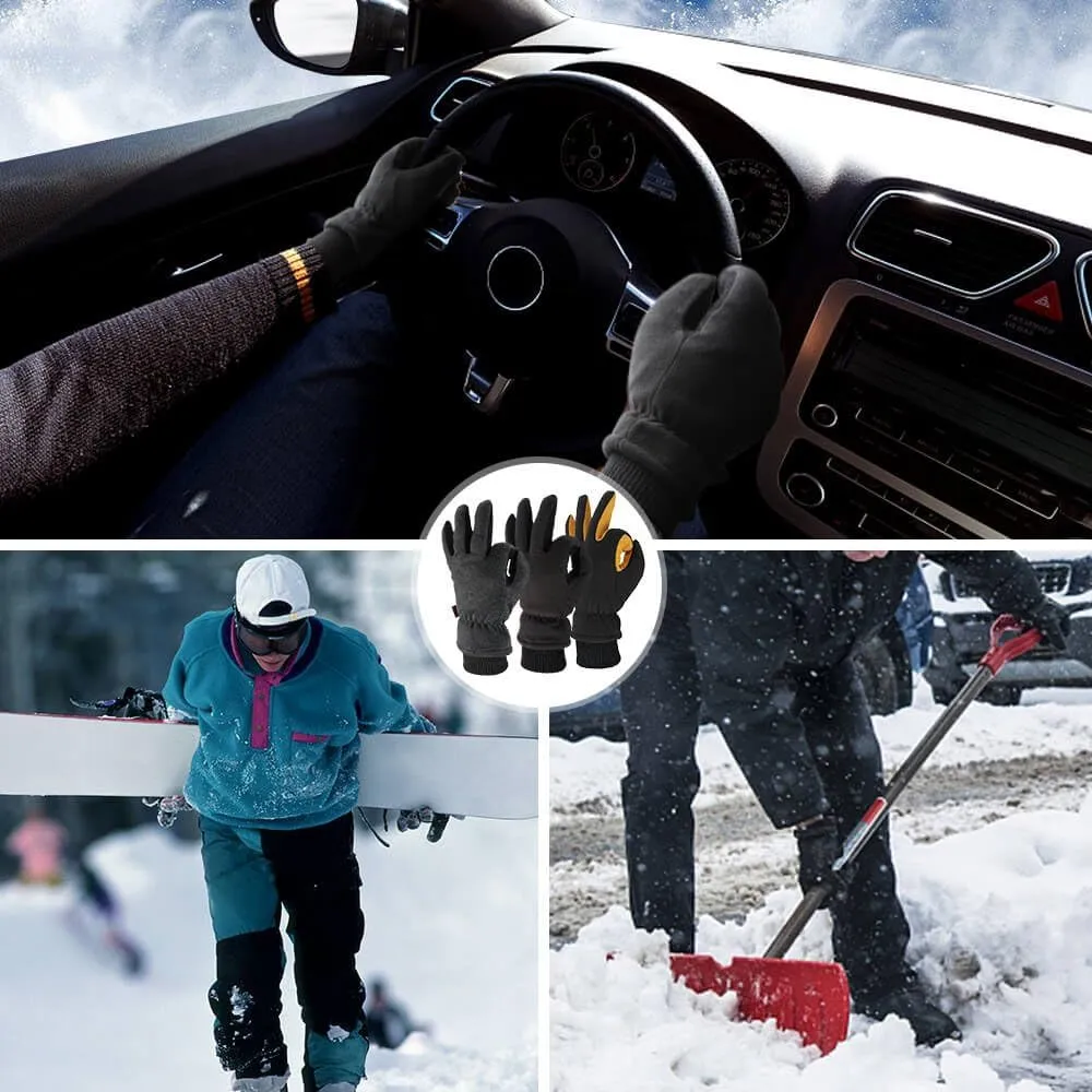 OZERO Men & Women Winter Gloves -30°F Deerskin Leather Water-resistant Windproof Cold Weather Glove for Driving Hiking