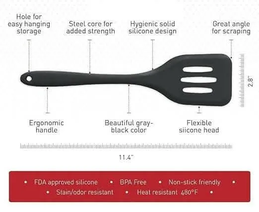 P-Plus International Silicone Spatula Turner for Nonstick – Heat Resistant & Scratch-Free