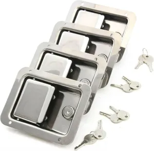 Pack of 4 Trailer Door Latches - Stainless Steel Camper RV UTV ATV Handle Truck Tool Box Lock with Keys