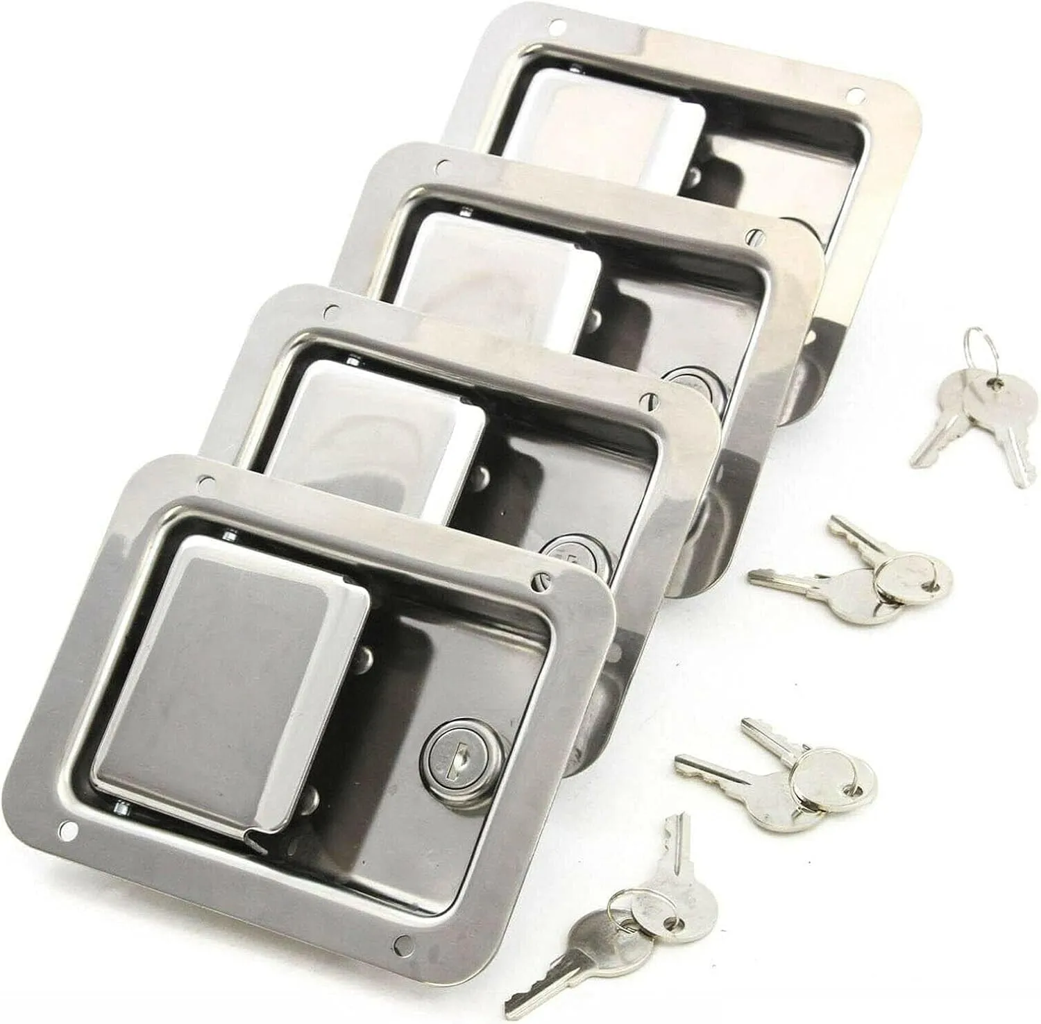 Pack of 4 Trailer Door Latches - Stainless Steel Camper RV UTV ATV Handle Truck Tool Box Lock with Keys