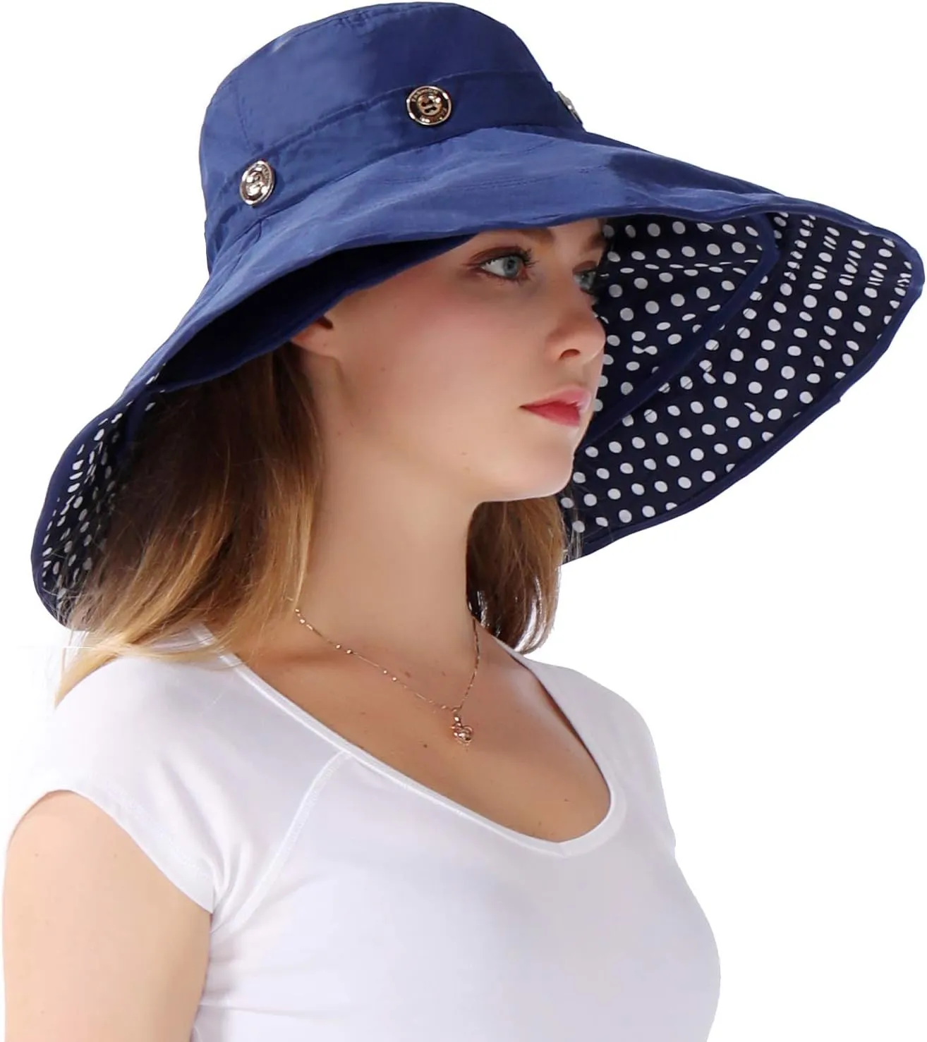 Packable Extra Large Brim Floppy Sun Hat Reversible UPF 50  Beach Sun Bucket Hat